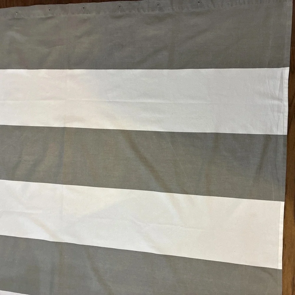 West Elm Shower Curtain 100% Cotton Gray White Large Stripes 70